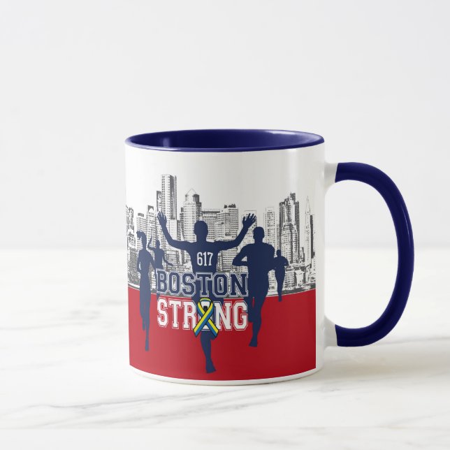 Boston Strong Spirit Runners on Red Mug (Right)