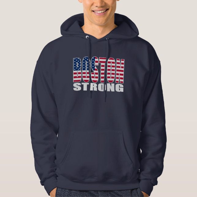 BOSTON STRONG U.S. Flag Hooded Sweatshirt (Front)