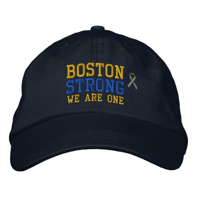 Boston Strong WE ARE ONE Ribbon Edition Embroidered Hat (Front)