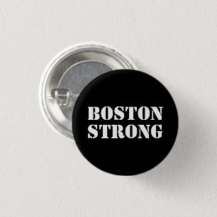 "Boston Strong" white black 1 Inch Round Button