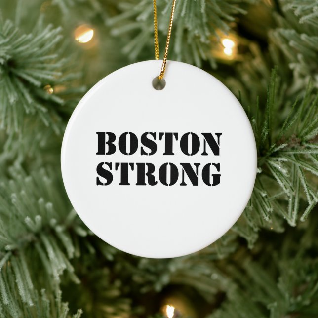 "Boston Strong" white black Ceramic Ornament (Tree)