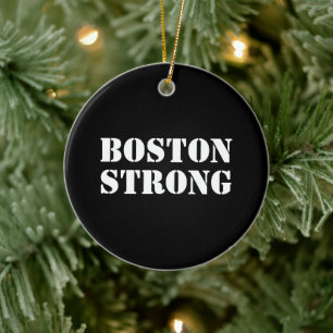 "Boston Strong" white black Ceramic Ornament