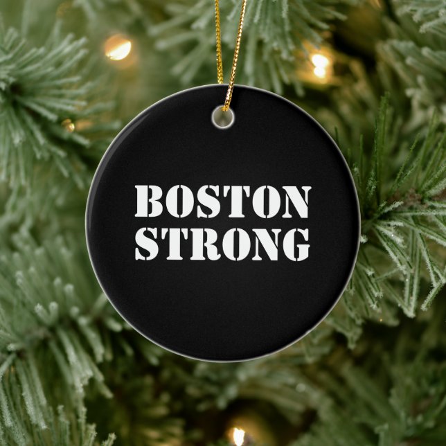 "Boston Strong" white black Ceramic Ornament (Tree)