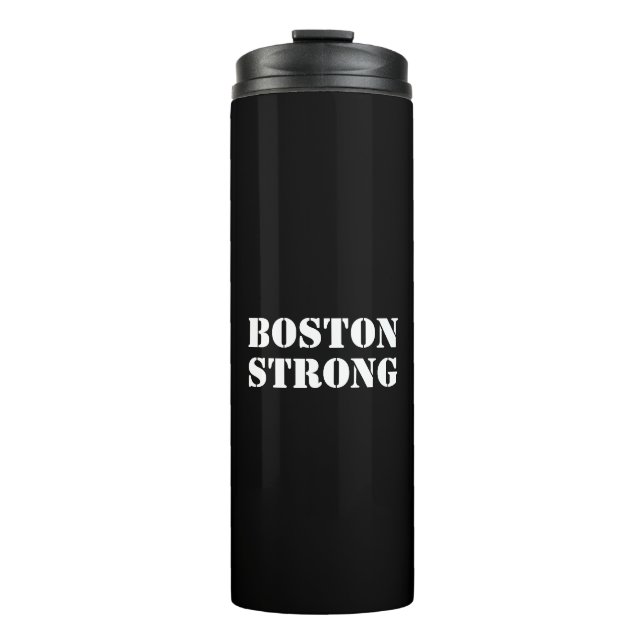 "Boston Strong" white black Thermal Tumbler (Front)