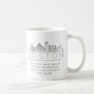 Boston Stylized Skyline Custom Slogan Coffee Mug