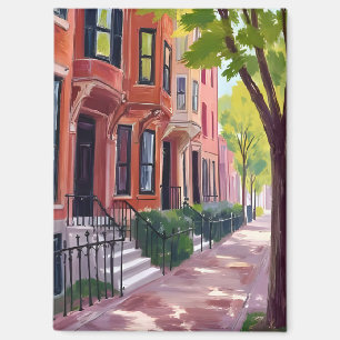 Boston Summer   Massachusetts Brownstones Magnet