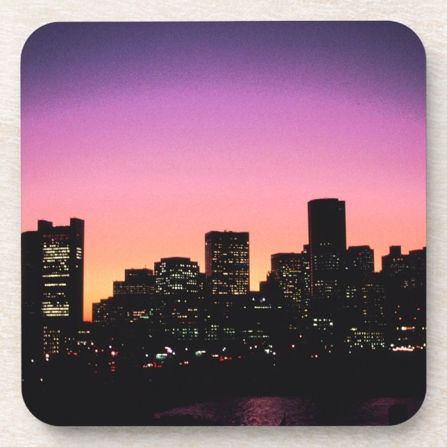 Boston Sunset Skyline From The Harbour .png Coaster (Front)