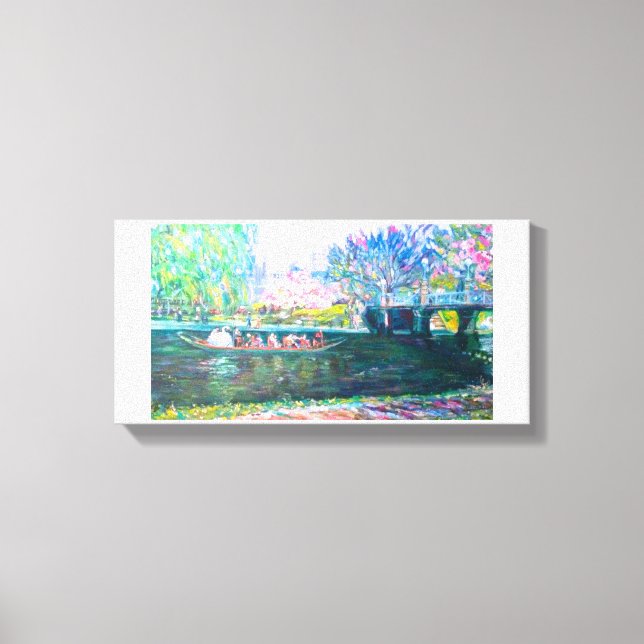 Boston Swan Boat Painting Canvas Print (Front)