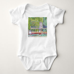 Boston Swan Boats in Pencil and Ink Filter Baby Bodysuit