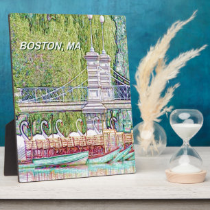 Boston Swan Boats in Pencil and Ink Filter Plaque