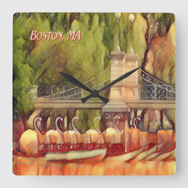 Boston Swan Boats Summer Filter Square Wall Clock (Front)