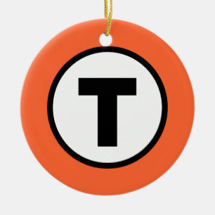 Boston T Orange Line Ceramic Ornament