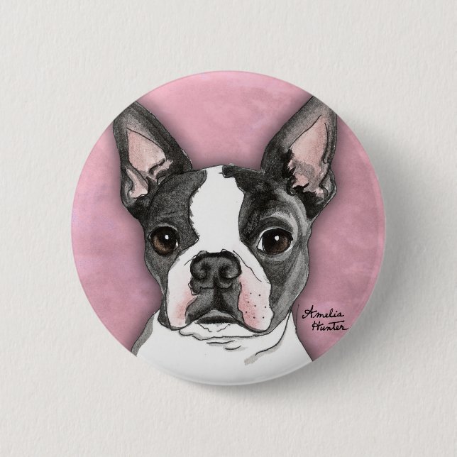 Boston Terrier 2 Inch Round Button (Front)