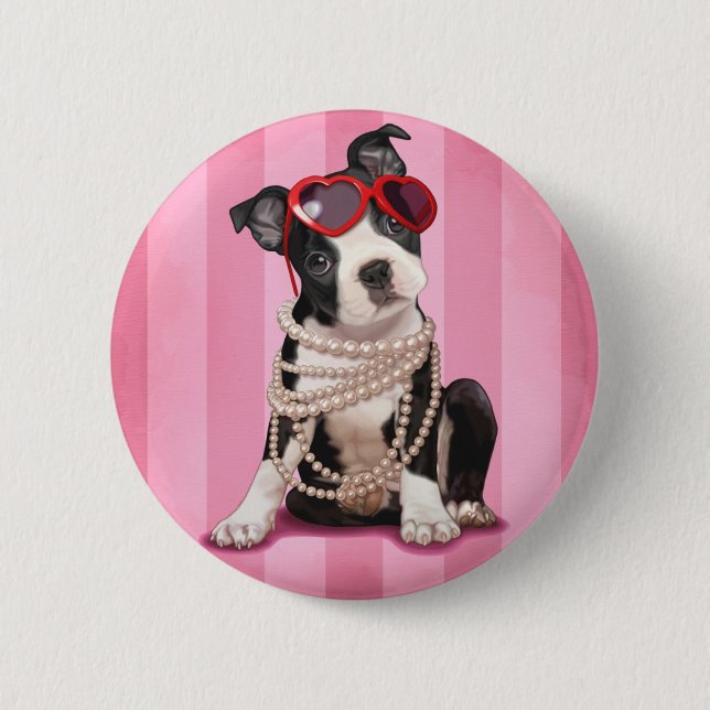 Boston Terrier 2 Inch Round Button (Front)