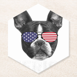 Boston Terrier 4th of July Dog Lover Merica USA Paper Coaster