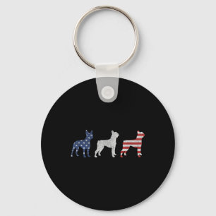 Boston Terrier 4th Of July Dog Patriotic Usa Flag Keychain