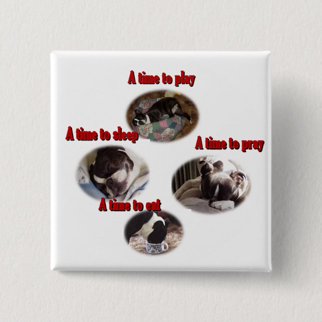 Boston Terrier:  A Time 2 Inch Square Button (Front)