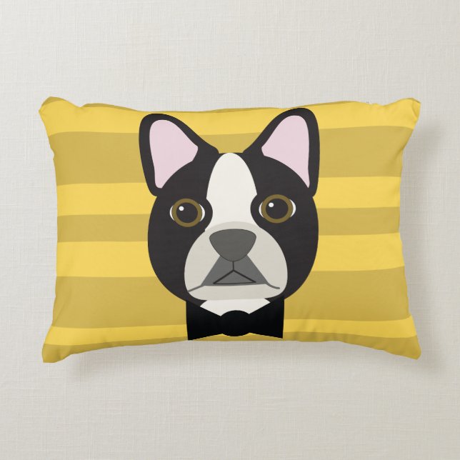 Boston Terrier Accent Pillow (Front)