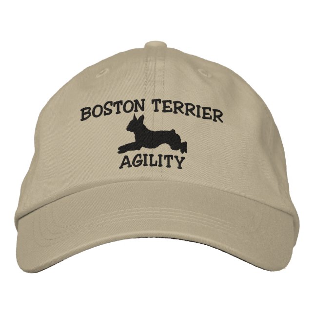 Boston Terrier Agility Embroidered Hat (Front)