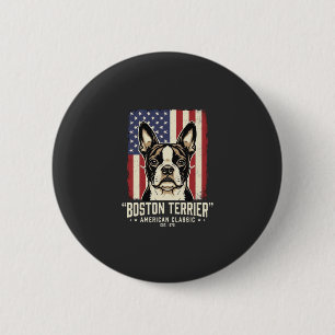 Boston Terrier American Classic Flag 2 Inch Round Button