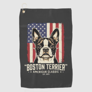 Boston Terrier American Classic Flag Golf Towel
