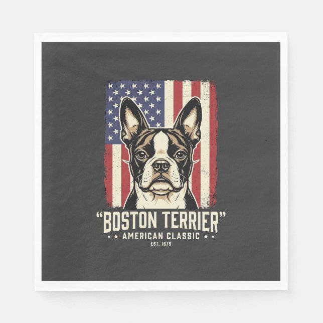 Boston Terrier American Classic Flag Napkin (Front)