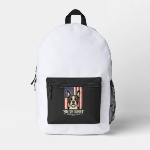 Boston Terrier American Classic Flag Printed Backpack
