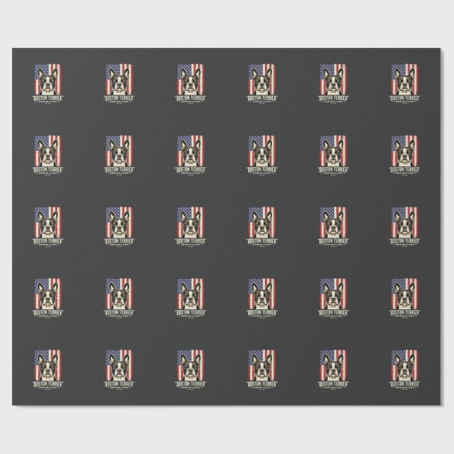 Boston Terrier American Classic Flag Wrapping Paper (Flat)