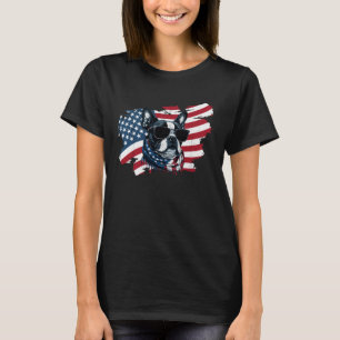 Boston Terrier American Flag 4th Of July USA Canin T-Shirt