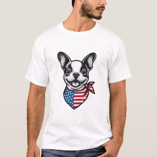 Boston Terrier American Flag Bandana Dog Patriotic T-Shirt