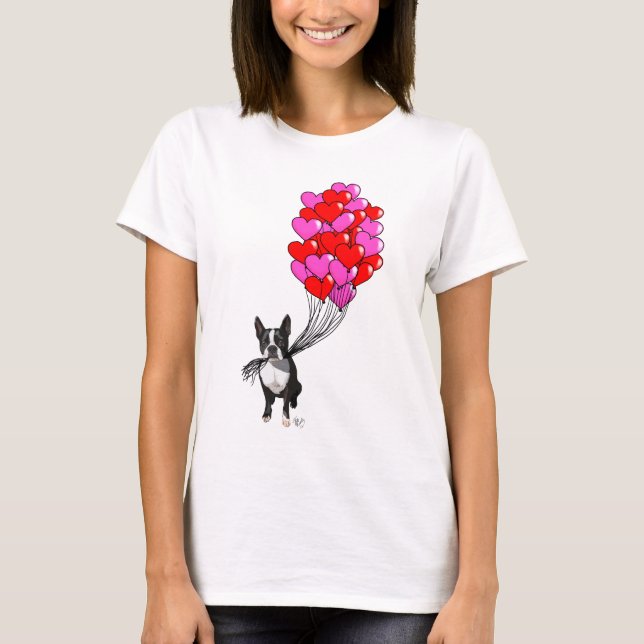 Boston Terrier And Balloons T-Shirt (Front)