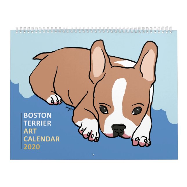 Boston Terrier Art Calendar 2020 (Cover)