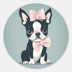Boston Terrier avec Sticker Bow