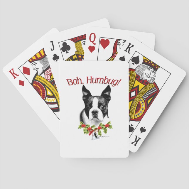 Boston Terrier Bah Humbug Playing Cards (Back)
