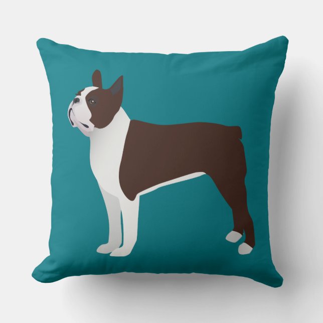 Boston Terrier Basic Customize with text and colou Throw Pillow (Front)