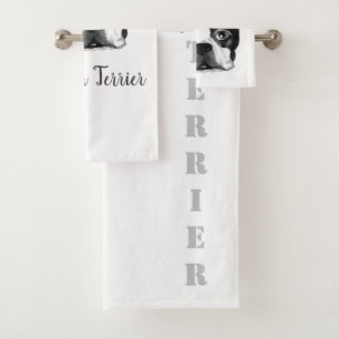 Boston Terrier Bath Towel Set