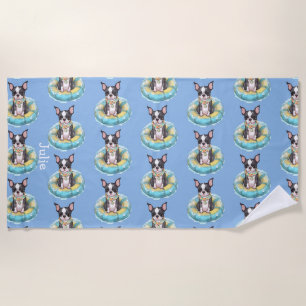 Boston Terrier Beach Towel Personalize