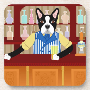 Boston Terrier Beer Pub Coaster