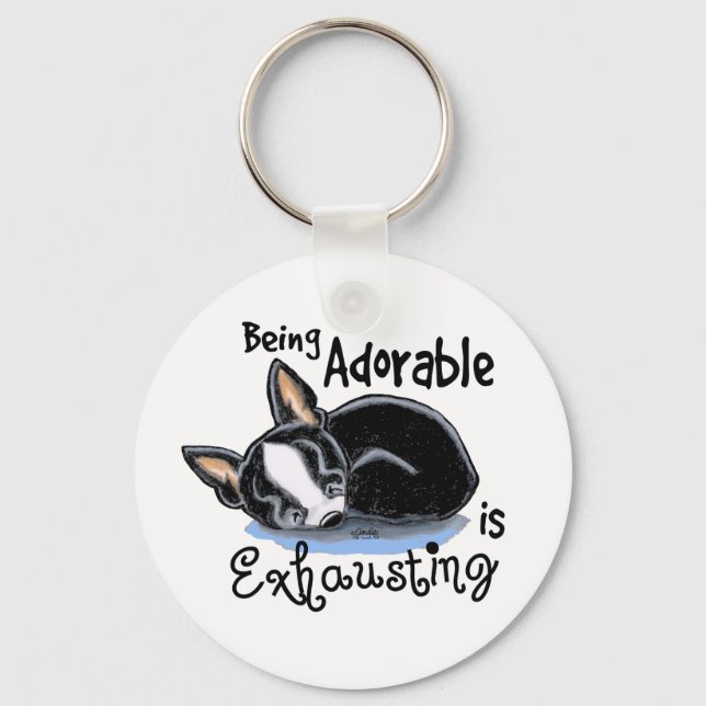 Boston Terrier Being Adorable Keychain (Front)