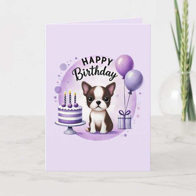Boston Terrier Birthday Card (Front)