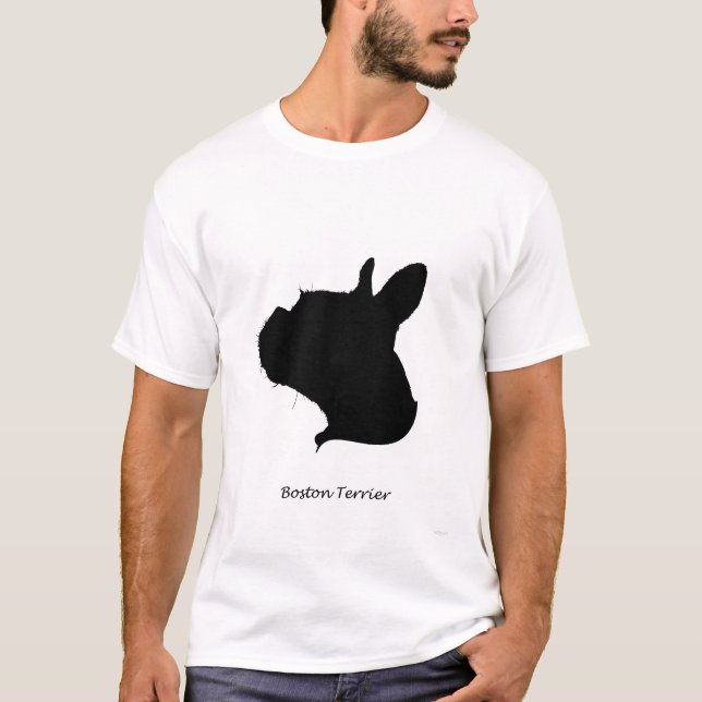 Boston Terrier - black Silhouette T-Shirt (Front)