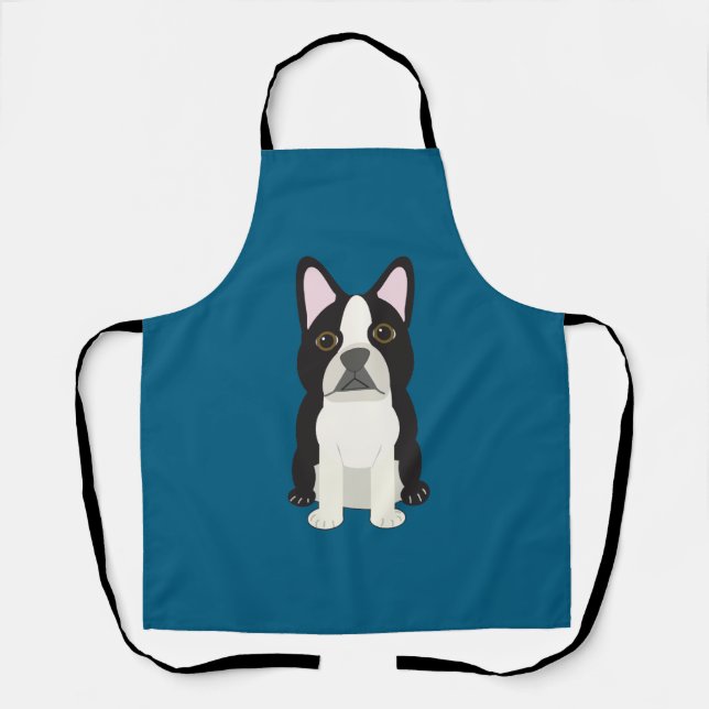 Boston Terrier blue Apron (Front)