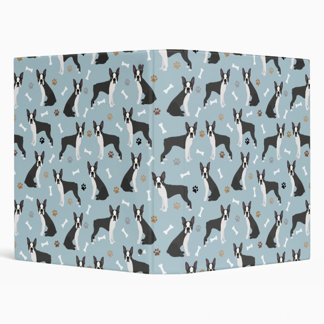 Boston Terrier Bones and Paws 3 Ring Binder (Background)