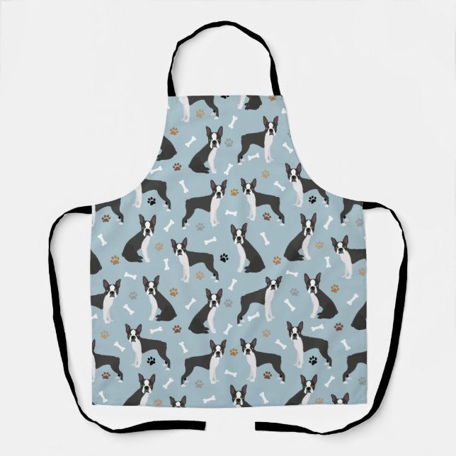 Boston Terrier Bones and Paws Apron (Front)