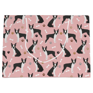 Boston Terrier Bones and Paws  Large Gift Bag
