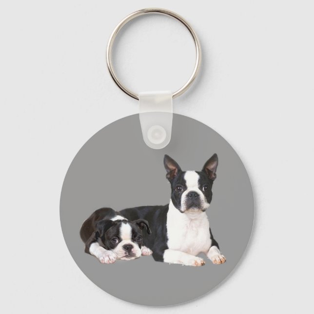 Boston Terrier Buddies Keychain (Front)