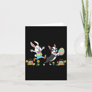 Boston Terrier Bunny Easter Egg Kids Mens Womens Card