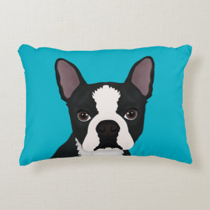 boston terrier cartoon accent pillow