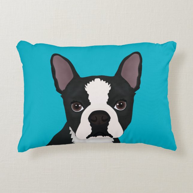 boston terrier cartoon accent pillow (Front)