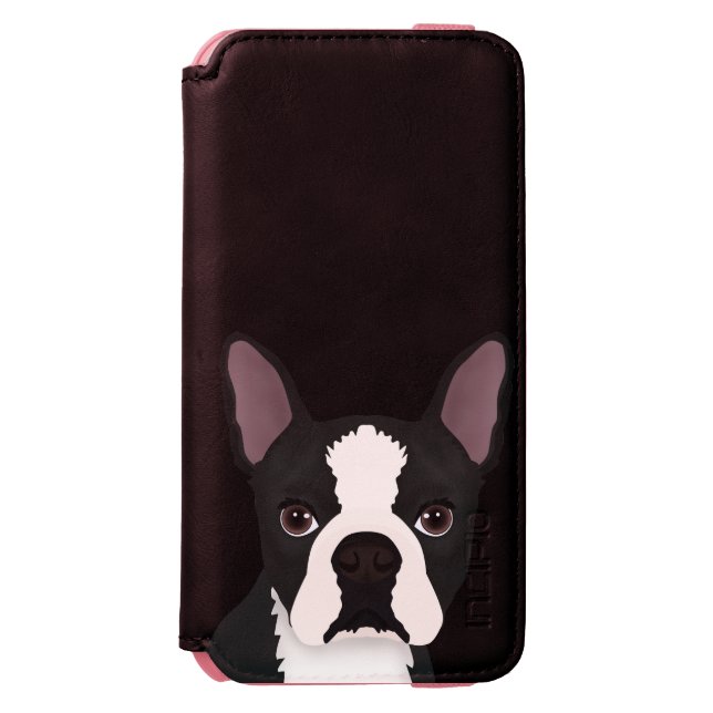 boston terrier cartoon incipio iPhone wallet case (Folio Front)